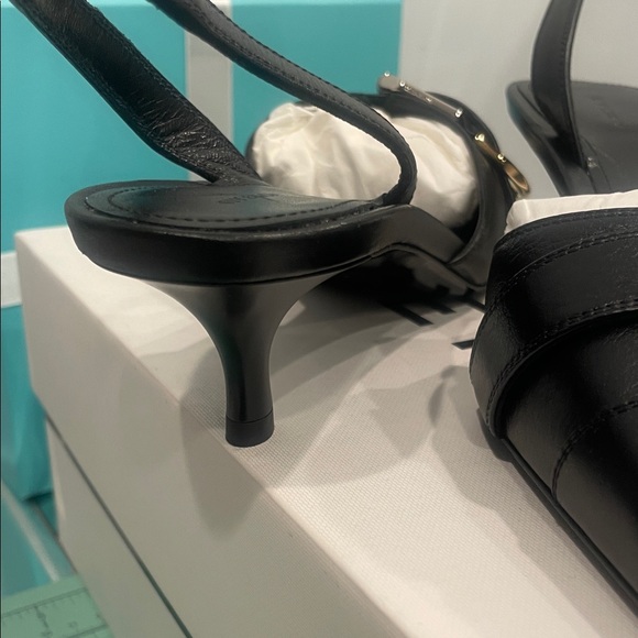 GIVENCHY Black Leather Slingback Heels . NWB SZ 38 - Picture 4 of 9